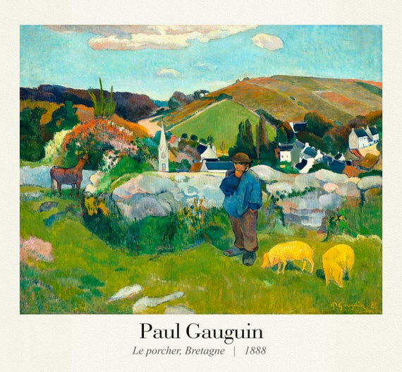 Gauguin 03, Une ferme en Bretagne (ca. 1894), une affiche de la galerie, sur toile de coton épaisse, environ 50 x 70 cm.