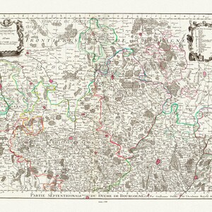 Burgundy: Delisle, (Guillaume de,1675-1726), Bourgogne septentrionale, 1709 , carte sur toile de coton épaisse, environ 56x70cm