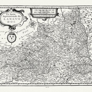 Languedoc Nord: Rochemaillet (Michel, de la), La Partie Septentriole du Languedoc, Central Massif, 1632 , toile de coton épaisse, 56x70cm
