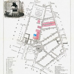 Perrot, Paris 3 Me. Arrondissement  Quartier du Mail. No. 12, 1834 , une carte sur toile de coton épaisse, environ 56x70cm
