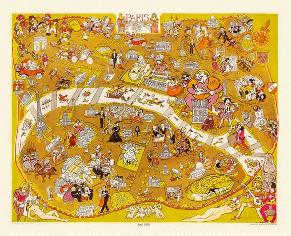 Zaidenberg, Paris, 1930 , carte sur toile de coton épaisse, environ 56x70cm