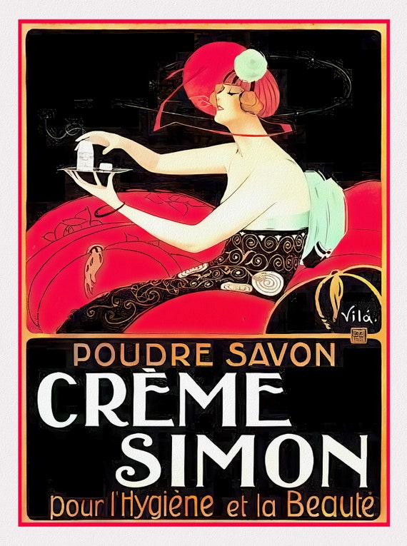 Art Decor Poster #73, Creme Simon, poster reprinted on durable cotton canvas, 50 x 70 cm, 20 x 25" approx.