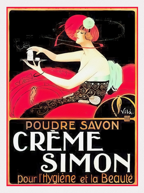 Art Decor Poster #73, Creme Simon, poster reprinted on durable cotton canvas, 50 x 70 cm, 20 x 25" approx.