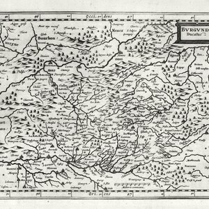 Burgundy:  Bvrgvndia Ducatus.1636. Mercator et al. auth., une carte sur toile de coton épaisse, environ 56x70cm