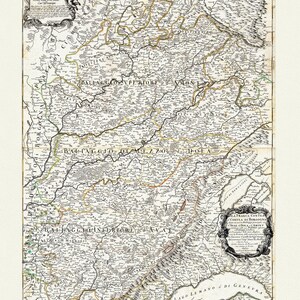 Burgundy: Rossi, La Franca Contea o Contea di Borgogna, 1690, carte sur toile de coton épaisse, environ 56x70cm