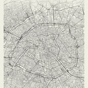 Paris, une Carte Moderne, Ver. I, , une carte sur toile, 50x70cm APPROX