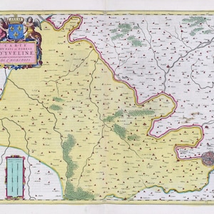 France, Carte Dv Pays et Forest D'Yveline, 1665, Bleau auth. , une carte sur toile de coton épaisse, environ 56x70cm