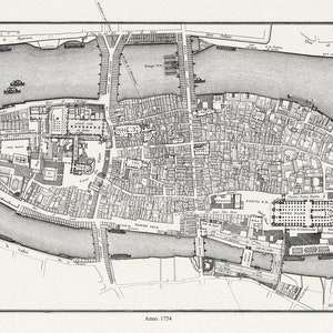 Paris. Plan , 1754, Delagrive auth., une carte sur toile, 50x90cm APPROX
