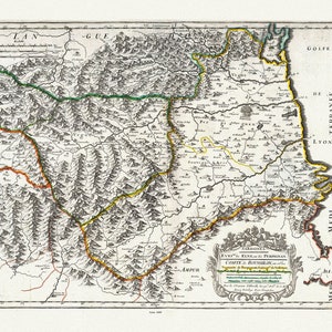 Compte de Roussillon ,Sanson,  1660, une carte sur toile de coton épaisse, environ 56x70cm