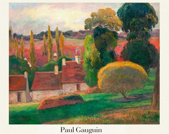 Gauguin 02, Une ferme en Bretagne (ca. 1894), , une affiche de la galerie, sur toile de coton épaisse, environ 50 x 70 cm.