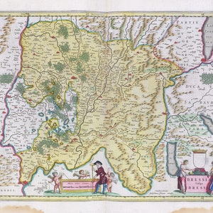 Bressia Vulgo Bresse, 1665, Blaeu auth. , une carte sur toile de coton épaisse, environ 56x70cm