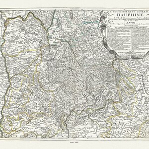 Le Gouvernement General du Dauphiné divisé en Haut et Bas, 1689, Nolin auth., 50 x 70 cm, 20 x 25" approx.