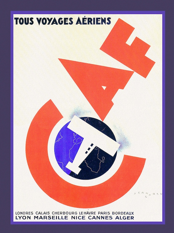 Art Deco-C.A.F.,France, 1932, travel poster reprinted on durable cotton canvas, 50 x 70 cm, 20 x 25" approx.