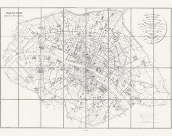 Paris: Carte statistique des égouts de la ville de Paris, 1852, , une carte sur toile de coton épaisse, environ 50 x 70 cm.
