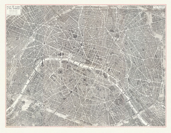 Peltier, Composite Plan De Paris A Vol D'Oiseeau, 1953 , une carte sur toile de coton épaisse, environ 45x60cm