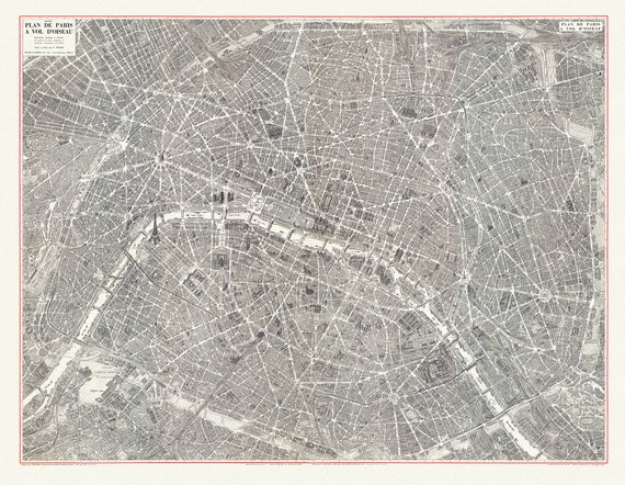 Peltier, Composite Plan De Paris A Vol D'Oiseeau, 1953 , une carte sur toile de coton épaisse, environ 45x60cm