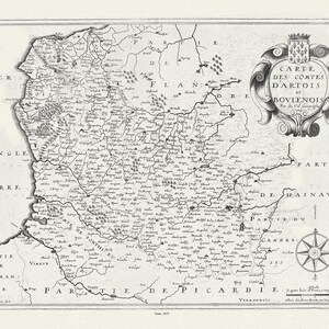Artois: Mariette, Carte des Comtes d'Artois et Bovlenois, 1653, carte sur toile de coton épaisse, environ 56x70cm