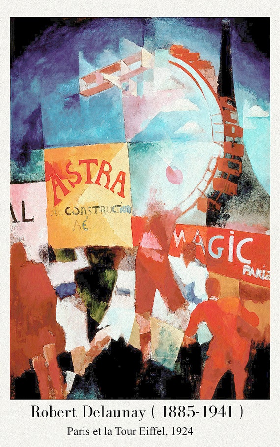 Paris & Eiffel Tower, 1924, Delaunay auth. Ver. 5, travel poster on durable cotton canvas, 50 x 70 cm APPROX.