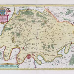 Paris, Ager Parisiensis, 1665, Bleau auth.  , une carte sur toile de coton épaisse, environ 56x70cm