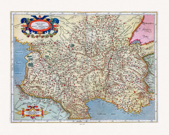 Mercator et Hondius, Aquitania australis Regnu Arelatense cum confinijs., 1623, , carte sur toile de coton épaisse, environ 56x70cm