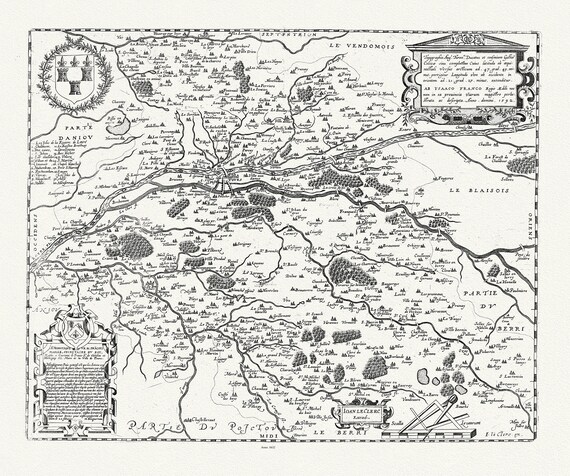 Loire: Michel de La Rochemaille et Le Clerc, Topographia Aug. Turon Ducatus et confinium Gallia Cestica,1632,sur toile de coton , 56x70cm