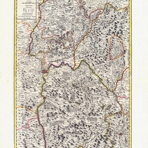 Franche-Comte: Jaillot, Mortier et Sanson, La Bresse, Le Bugey, 1708 , carte sur toile de coton épaisse, environ 56x70cm