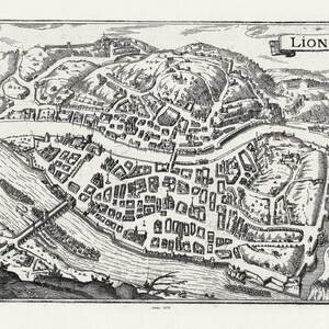 Lyonnais: Tassin, Lion II, 1636 ,une carte sur toile de coton épaisse, environ 56x70cm