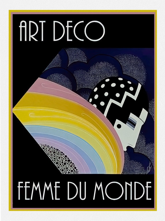 Art Deco Poster #64, Femme du Monde,  poster reprinted on durable cotton canvas, 50 x 70 cm, 20 x 25" approx.