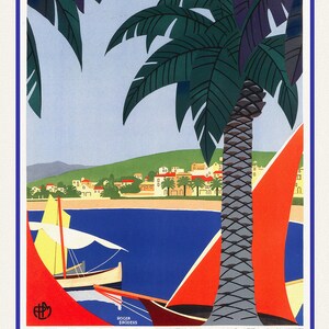 Sainte-Maxim, Cote d'Azur, 1929, une affiche de voyage sur toile de coton épaisse, environ 45x60cm