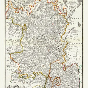 Burgundy: de Fer, Nicolas,  Le Gouvernement General Du Duche De Bourgogne et Bresse, 1712,  carte sur toile de coton épaisse, 56x70cm