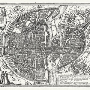 Notre Dame de Paris, Troisieme Livre. , une carte sur toile de coton épaisse, environ 45x60 cm
