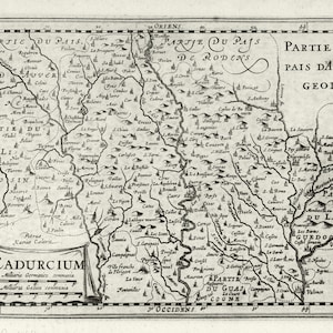 Aquitaine: Cadurcium.1636. Mercator et al. auth., une carte sur toile de coton épaisse, environ 56x70cm
