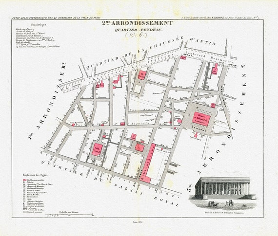 Perrot, Paris 2 Me. Arrondissement  Quartier Feydeau. (No. 6), 1834