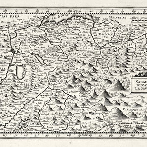 Savoie: Sabaudia Ducatus  La Savoie.1636. Mercator et al. auth. , une carte sur toile de coton épaisse, environ 56x70cm
