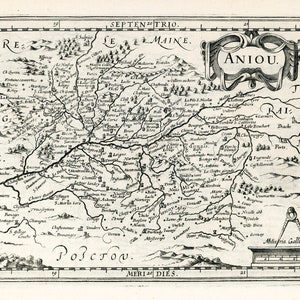 Anjou: Aniou.1636. Mercator et al. auth. , une carte sur toile de coton épaisse, environ 56x70cm