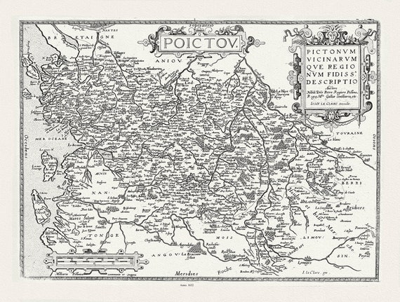 Rochemaillet (Michel de la, 1561-1642), Poictou,  Pictonum Vicinarum que Regionum Fidiss Descriptio, 1632