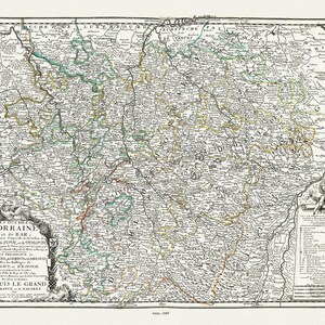 Les Duchez de Lorraine et de Bar . Nolin auth., 1689, map on durable cotton canvas, 50 x 70 cm or 20x25" approx.
