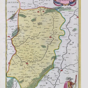 Picardie, Descriptio Veromandvorvm;1665, Bleau auth. , une carte sur toile de coton épaisse, environ 56x70cm