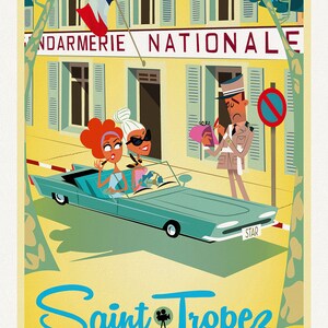 St. Tropez, , une affiche de voyage sur toile de coton épaisse, environ 45x60cm