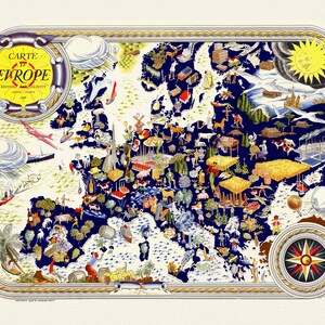 Carte d'Europe. Editions Jacque-Petit, Angers, France,1946,  ,une carte sur toile de coton épais, 56x70cm environ