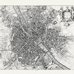 Lutetia Parisiorum vulgo Paris.1682. Jannson auth., une carte sur toile de coton épaisse, environ 56x70cm