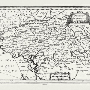 Poictou: van Waesberge,Mercator et Cloppenburg, Poictov Pictaviensis  Comitatus, 1636, carte sur toile de coton épaisse, environ 56x70cm