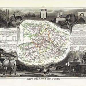 Loire: Levasseur, Dept. De Maine et Loire, 1856 , une carte sur toile de coton épaisse, environ 56x70cm