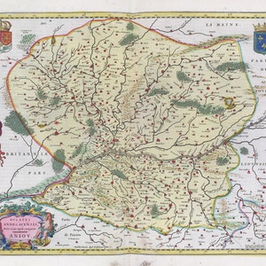 Maine-et-Loire, Dvcatvs Andegavensis, 1665, Blaeu auth. , une carte sur toile de coton épaisse, environ 56x70cm
