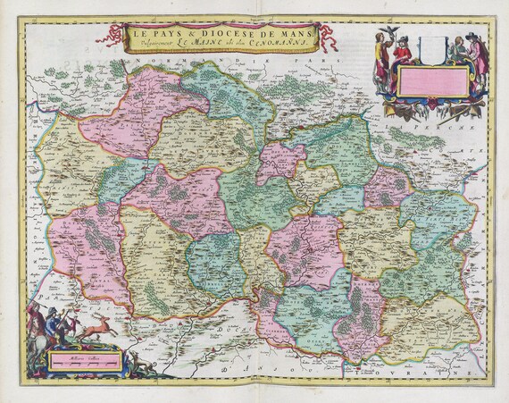 Le Pays & Diocese Le Mans, 1665, Blaeu auth.