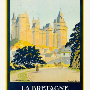 Brittany, La Bretagne Pittoresque  , une affiche de voyage sur toile de coton épaisse, environ 56 x 70cm