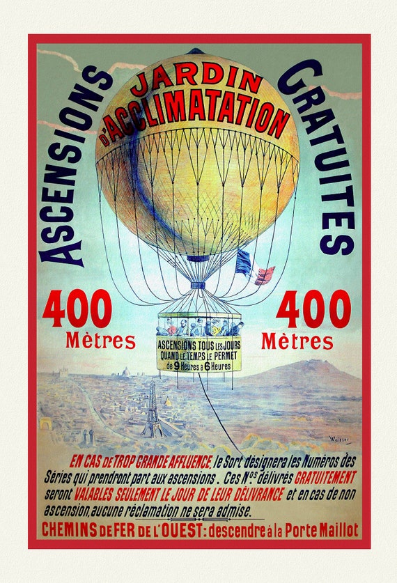 Ascensions Gratuites, une affiche de voyage sur toile de coton épaisse, environ 56 x 70cm