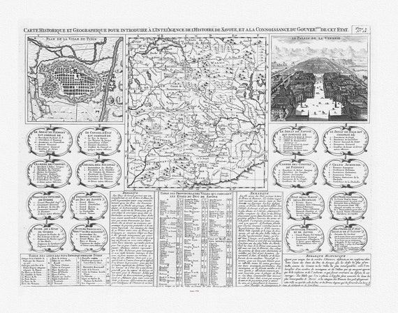 Henri Chatelain-Tome III. No. 68. Carte Historique et Geographique pour Introduire a l'Inteligence de l'Histoire de Savoye, 1720, 56x70 cm