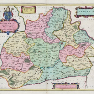 Normandy, Dioecesis Ebroicensis, 1665, Bleau auth. , une carte sur toile de coton épaisse, environ 56x70cm