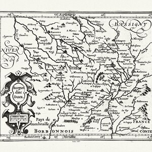 Burgundy: Mercator et Hondius, Burgundiae Ducatus, 1607 , carte sur toile de coton épaisse, environ 56x70cm